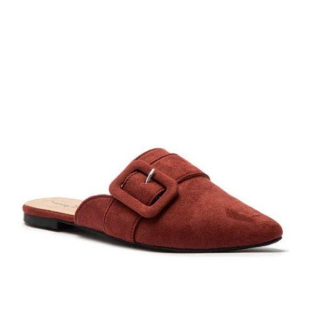 Faux Suede Buckle Mule in Black - Picture 7 of 7